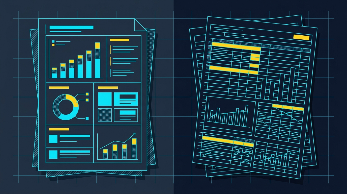 Professional Report vs Spreadsheet